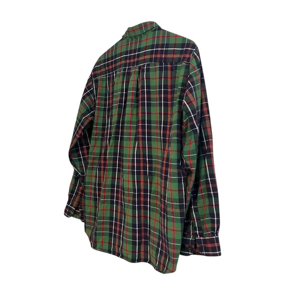 LL Bean Green White Plaid Button Down Shirt Mens Sz Large Traditional Fit Cotton - Picture 4 of 16